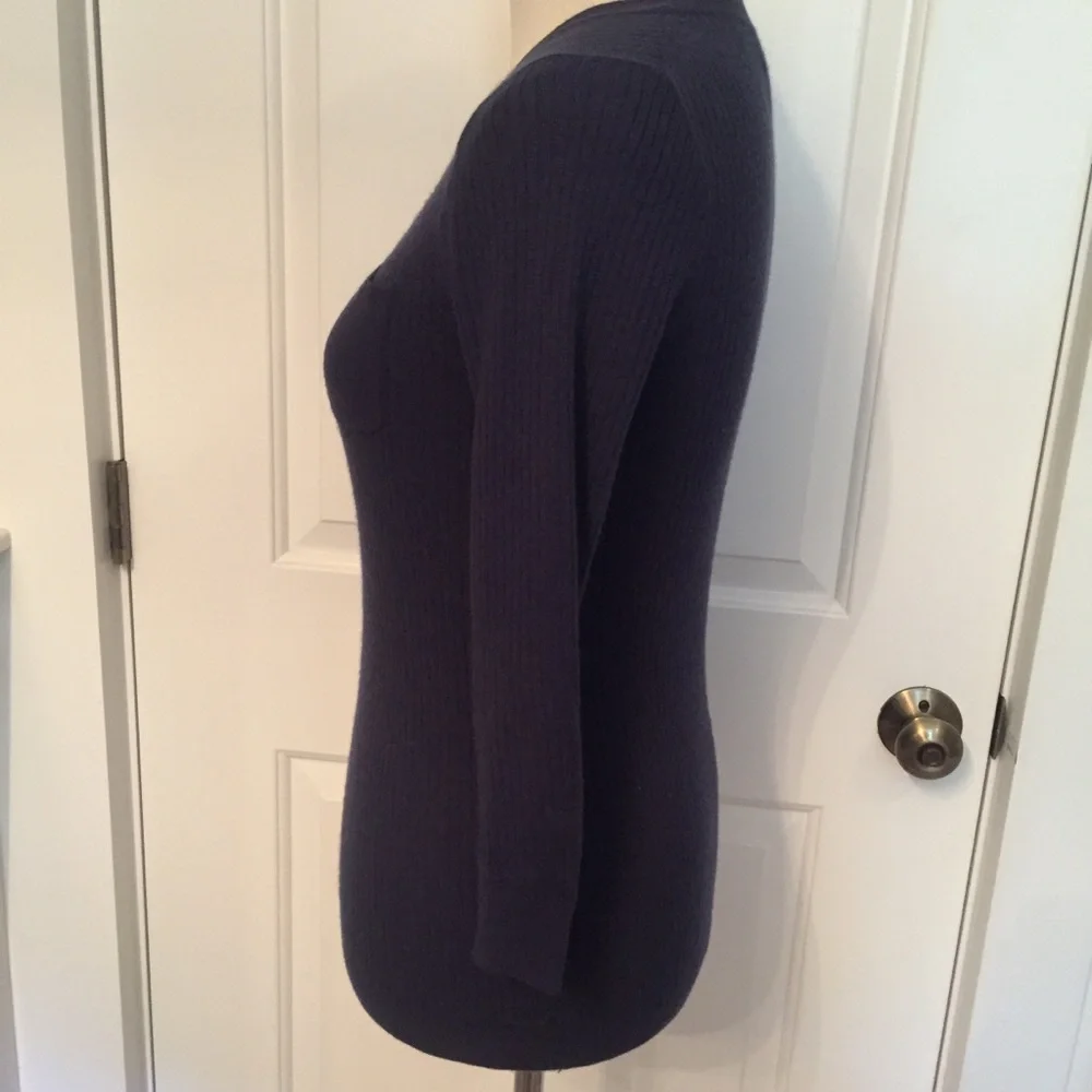 J. CREW SWEATER CREW NECK CASHMERE BLUE RIBBED Size XS